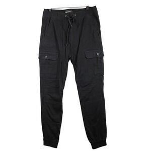 Vertical Sports Mens M Black Cargo Pants Drawstring Jogger Utility Casual
